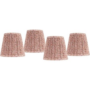 Springcrest 4" Top x 6" Bottom x 5 1/2" High x 5 1/2" Slant Print Lamp Shade Replacement Set of 4 Small Pink Empire Modern Shirred Pleated Clip On - 1 of 4