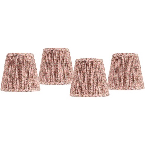 Springcrest 4" Top x 6" Bottom x 5 1/2" High x 5 1/2" Slant Print Lamp Shade Replacement Set of 4 Small Pink Empire Modern Shirred Pleated Clip On - image 1 of 4