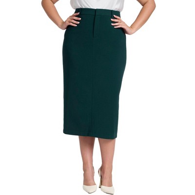 ELOQUII Women's Plus Size The 365 Semi Stretch Midi Column Skirt