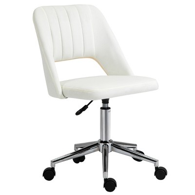 GlasFlength Task and Office Chairs Armless Office Chair Ergonomic Rolling Computer Desk Chair Work Chair for Office, White, 19.3"*23.5"*35.8"