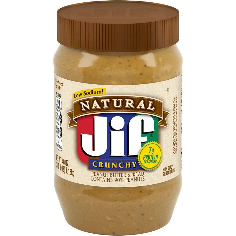 Jif Natural Crunchy Peanut Butter - 40oz, 1 of 7