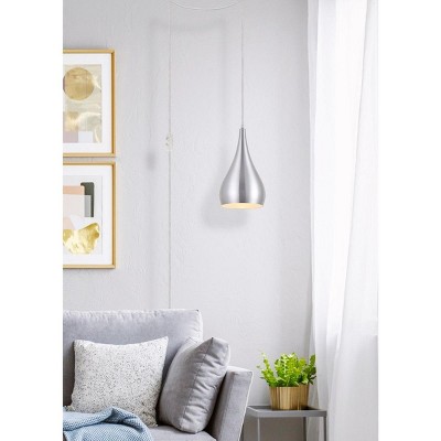 Burnished Nickel Teardrop Plug-In Pendant Light