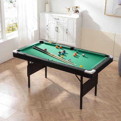 Billiards table, portable and foldable, space saving table, modern black gaming table, no need to assemble at home, 5.5 feet