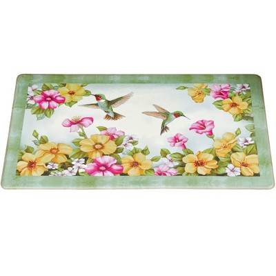 Collections Etc Garden of Hummingbirds Anti Fatigue Kitchen Mat 1'x2' Green