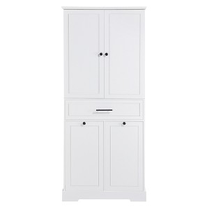TiramisuBest Bathroom Storage Cabinet with Tilt-Out Hamper, Adjustable Shelf, Drawers & Doors, Freestanding Organizer for Bathroom, Black - 1 of 4