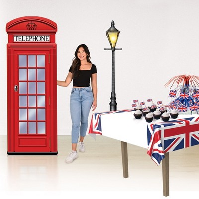 Red and Black British Phone Booth Cardboard Stand-Up