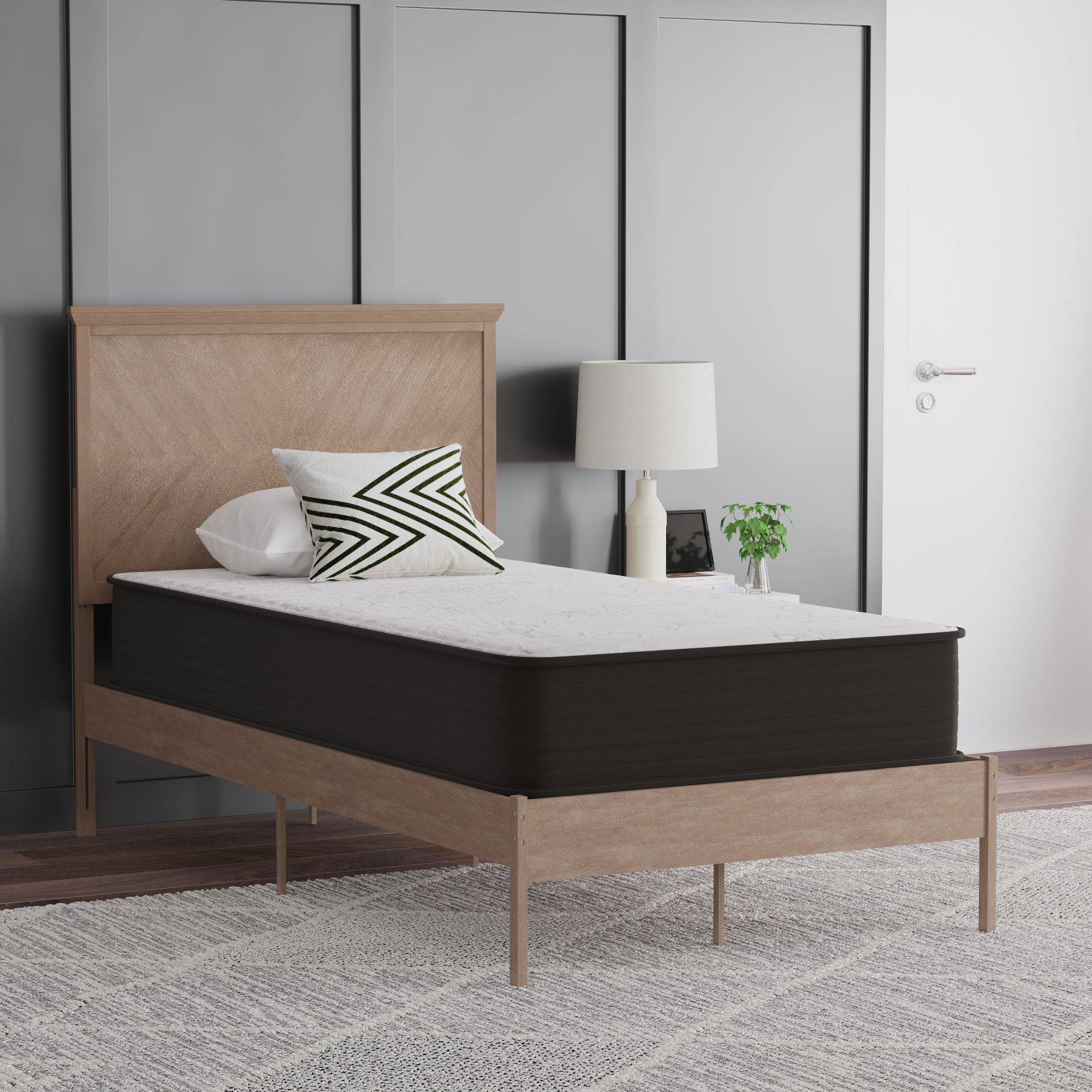 Emma and Oliver 10 Inch Hybrid Mattress, High Density Foam and Pocket Spring Mattress in a Box, CertiPur-US Certified Foam