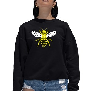LA Pop Art Women's Word Art Crewneck Sweatshirt - Bee Kind - 1 of 4