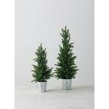 Sullivans Artificial Set of 2 Mini Trees 17.5"H & 13"H Green