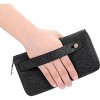 BEAFUP Carved Double Zip Wallet for Women,with 4 Full-length Cash Compartments RFID Blocking PU Leather Wristlet Purse Large Capacity Credit - 2 of 4