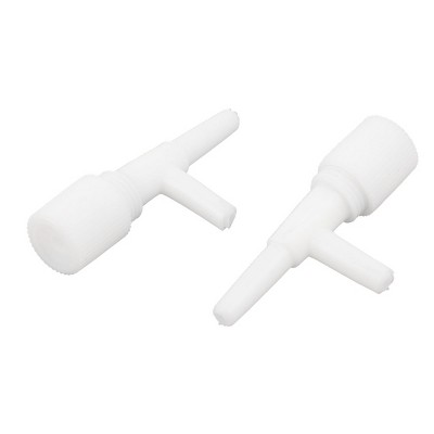 Unique Bargains 5mm Hose Connector Plastic Fish Tank Aquarium Air Flow Control Valves White 2 Pcs