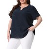 Agnes Orinda Women's Plus Size Pin Dots Notched V-Neck Dressy Trendy Fashion Casual Summer Blouses - 2 of 4