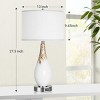 27.5" Modern Art Glass Table Lamps Set of 2, Touch Control Bedside Lamps with USB Ports, 3-Way Dimmable, White Drum Shade – Cuddlewood - 4 of 4