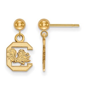 Black Bow Jewelry 14k Yellow Gold Plated Sterling Silver South Carolina Gamecocks NCAA Dangle Earrings - 1 of 3