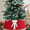 Orieon 33" Red Faux Leather Christmas Tree Collar with White Bow – Adjustable Modern Tree Base Cover for Holiday Decor. - 3 of 4