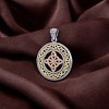 Slickblue Silver Celtic Knot Necklace with Triquetra & Quaternary Design – 14K Gold Accents, 18" Chain - 2 of 3
