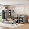CLIHOME Twin Wooden Bunk Bed with Trundle, Cabinet, Wardrobe, Desk and Drawers - 2 of 4