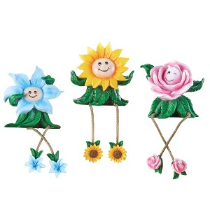 Collections Etc Hand-Painted Flower Sitter Set of 3 Spring Figurines 2.75 X 2 X 6 - 1 of 2