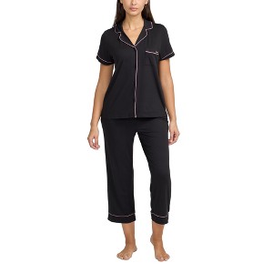 BCBGMAXAZRIA Women's Pajama Set Short Sleeve Notch Collar with Pants - 1 of 2