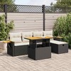 vidaXL 6 Piece Patio Sofa Set with Cushions Black Poly Rattan - Black and Cream with Storage - 2 of 4