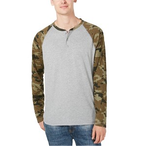 American Rag Mens Camo Raglan Sleeve Henley Shirt - 1 of 1