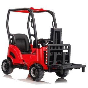12V Kids Ride On Forklift Car w/Tent, Electric Toy w/Remote,Liftable Fork & Pallet,2 Speeds,Music,USB & Low-Power Alarm - 1 of 4