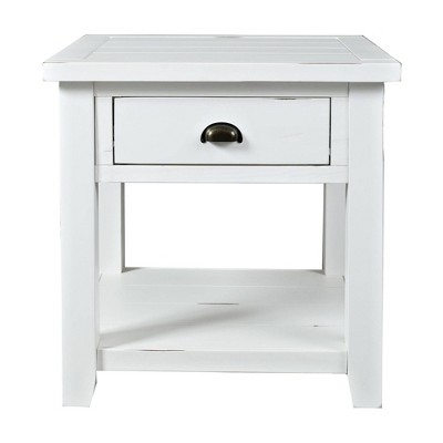 Wooden End Table with Open Shelf White - Benzara