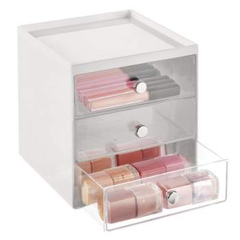 mDesign Plastic Makeup Storage Organizer Cube, 3 Drawers