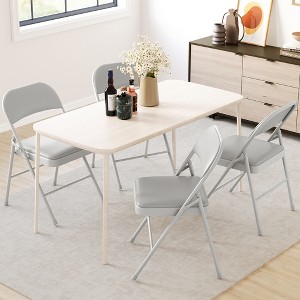 Folding Chairs with Padded Cushions, Metal Frame Hold Up to 350 Pounds, Portable Leather Upholstered Chair, for Dining Room, Living Room - 1 of 4