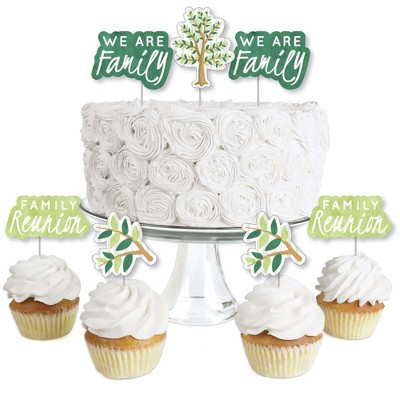 Big Dot of Happiness Family Tree Reunion - Dessert Cupcake Toppers - Family Gathering Party Clear Treat Picks - Set of 24