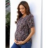 maternity dress Women's Maternity Floral  Puff Sleeve Tunic Blouse - 3 of 4