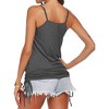 Imily Bela Women Summer Tank Tops Casual Spaghetti Strap Banded Bottom Loose Camisole Side Shirring Lace Up Shirts Dark Gray M - 4 of 4