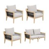 Nathan James 4pc Freya Bohemian Wood Outdoor Patio Conversation Set Light Gray: Acacia Frame, Foam Cushions, Weather-Resistant - 2 of 4