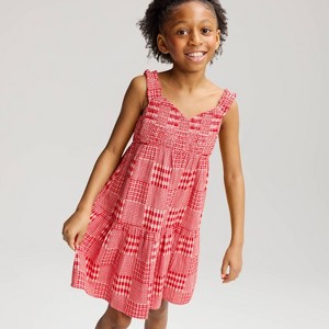 red plaid a line dress Gingham Plaid Pattern (Red/White) Pattern A-Line Dress by designminds