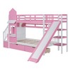 VYNXARIA Twin-Over-Twin Castle Bunk Bed with Slide - Charming Pink Design - 3 of 4