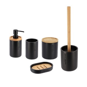 Evideco French Home Goods Refined Bathroom Essentials Set with Natural Bamboo - 5 pieces - 1 of 4