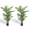 4FT Artificial Palm Tree Set of 2, Fake Tropical Palm Tree in Pot, Faux Dypsis Lutescens Plant with Realistic Leaves for Home Indoor Outdoor Decor - 2 of 4