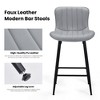 Lyngins Bar Stools Set of 2 with Curved Backrest,Upholstered Kitchen Chairs with Metal Legs,PU Counter Stools for Kitchen Island,Pub - 4 of 4
