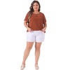 Agnes Orinda Women's Plus Size Contrast Panel Dots Lace Summer Short Sleeve Blouses - 3 of 4