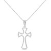 Haus of Brilliance Silver 1/3 Cttw Diamond Framed Open Cross Pendant Necklace - 3 of 4