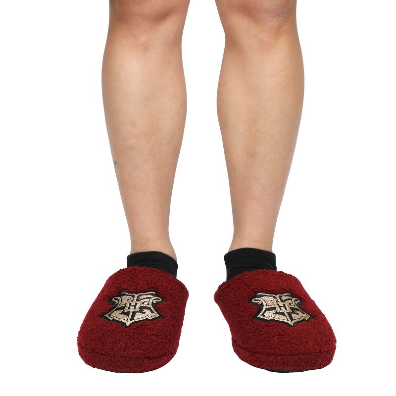 Harry Potter Hogwarts Crest Adult Red Scuff  Slippers, 5 of 6