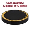 Smarty Had A Party 10.25" Black w/ Gold Moonlight Plastic Dinner Plates - 120 pcs - 4 of 4