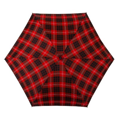 Cirra by ShedRain Women's Plaid Mini Manual Compact Umbrella - Red/Black