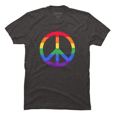 Adult Design By Humans Rainbow Pride and Peace Sign By JuanMedina T-Shirt