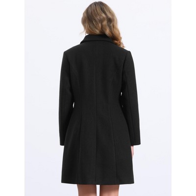 Allegra K Women's Work Stand Collar Buttoned Elegant Winter Outwear Overcoat Small Black — фото 3