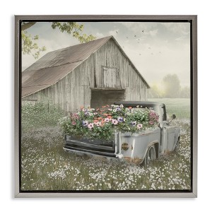 Stupell Industries Gathering Fragrance Flower Truck Floating Frame Canvas Art - 1 of 4