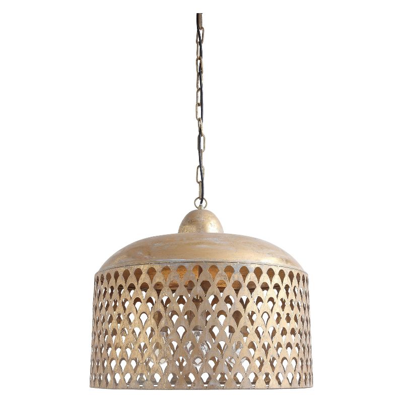 20.25&#34; x 18.5&#34; Metal Pendant Lamp Gold Finish - Storied Home, 1 of 14
