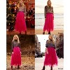 Women's Tulle Fairy Midi Skirt - A-Line Tiered Long Skirt with High Elastic Waist Fuchsia - 3 of 4
