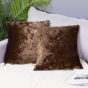 Deconovo Velvet Throw Pillow Covers 2 Pack with Hidden Zipper - 1 of 4