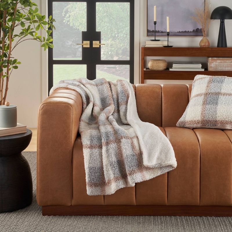 50"x60" Faux Fur Plaid Curly Indoor Throw Blanket - Mina Victory, 4 of 7